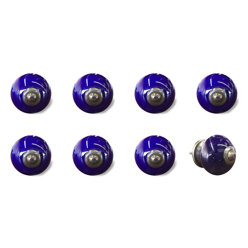 HomeRoots Set of Eight Purple And Gray Ceramic And Metal Drawer Pull Knobs image number 3