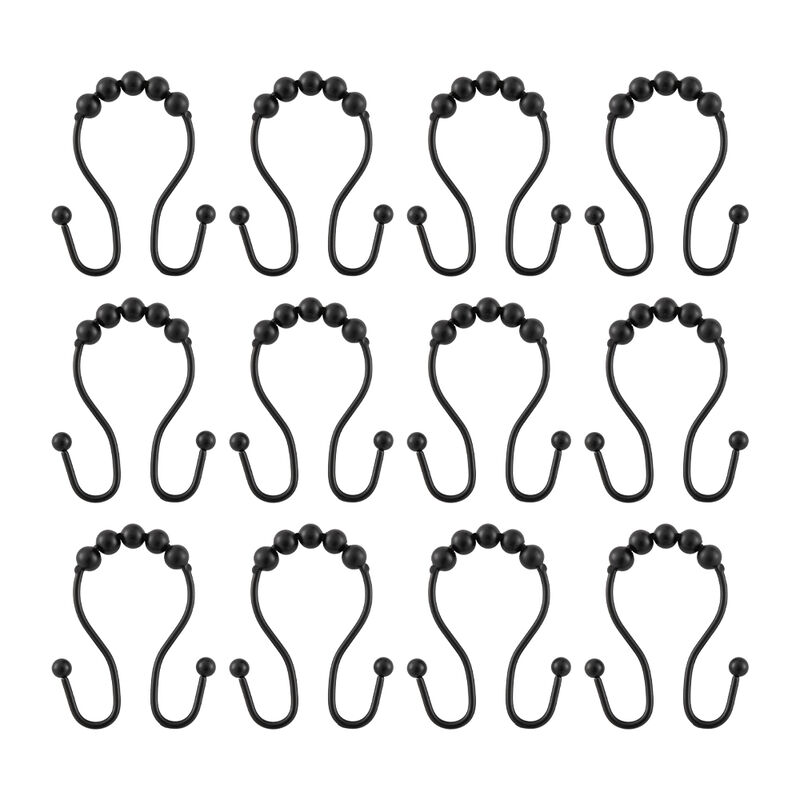 Stainless Steel Double Shower Curtain Hooks, Set of 12 image number 4