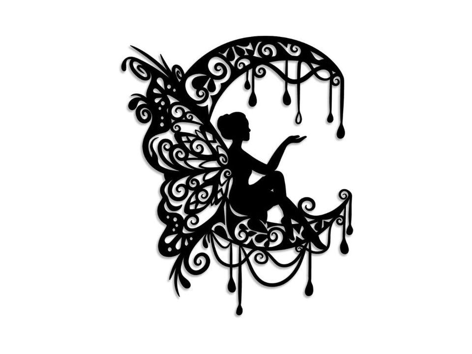 Moon Flower Fairy Metal Wall Decor Rustic Farmhouse Art for Living Room
