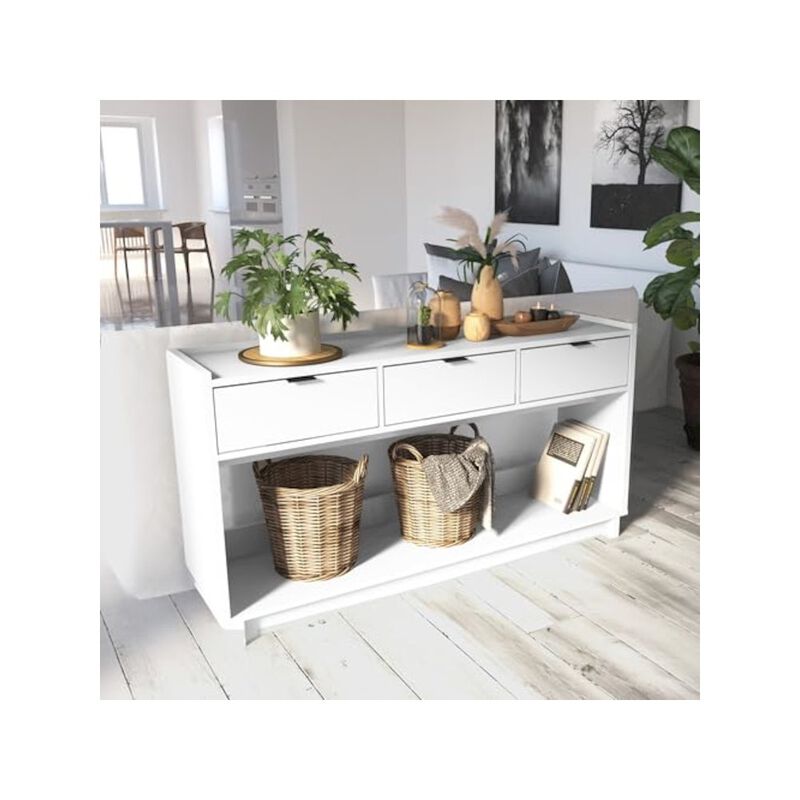 Prepac Simply Modern Entryway Console Table Engineered Wood with 3 Drawers