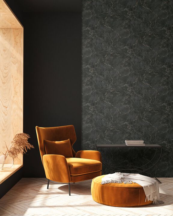 The Bricks And More Luxurious Marble Motif Black Wallpaper BB51155