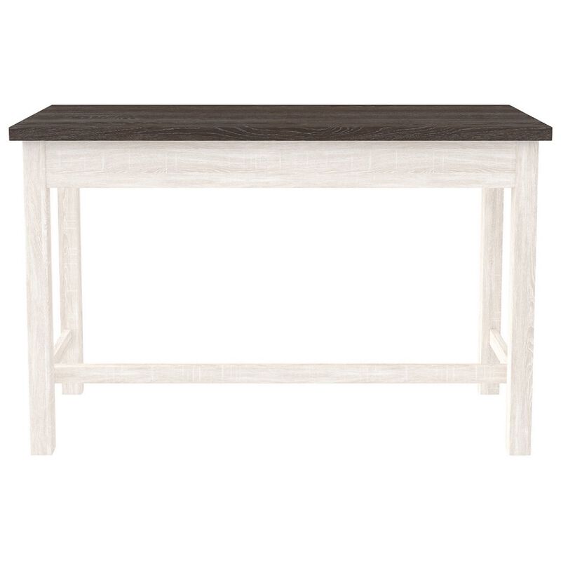 Wooden Writing Desk with Block Legs and 2 Storage Drawers, Gray and White-Benzara