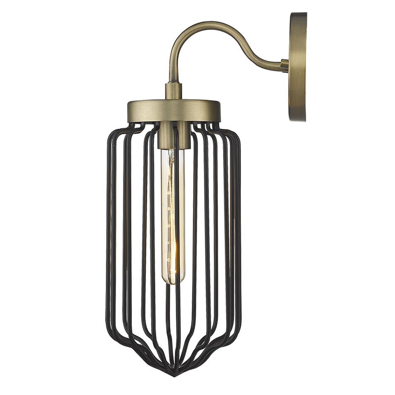 Hivvago Gold and Black Metal Cage Wall Sconce