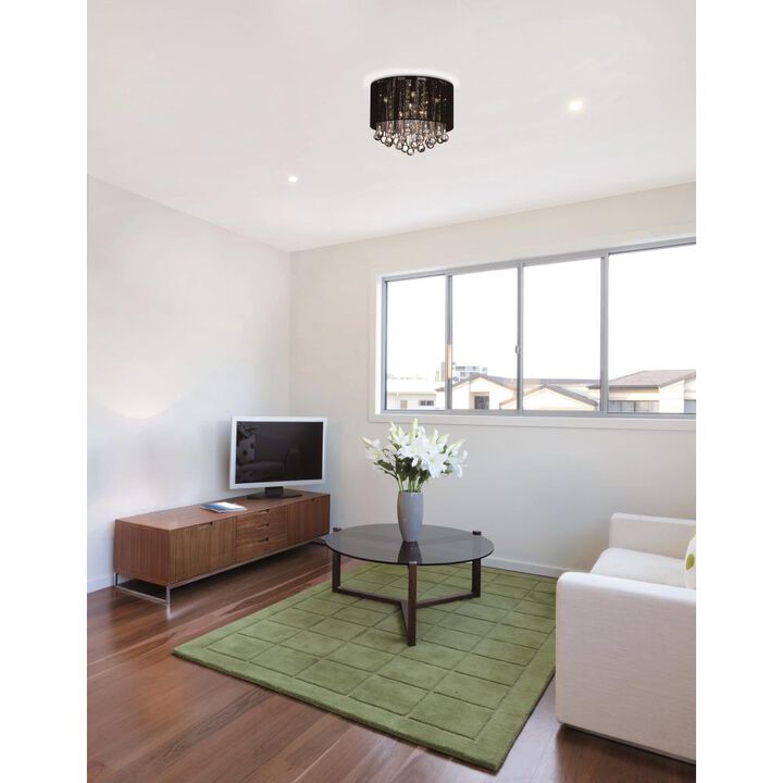 Water Drop 6 Light Drum Shade Flush Mount With Chrome Finish