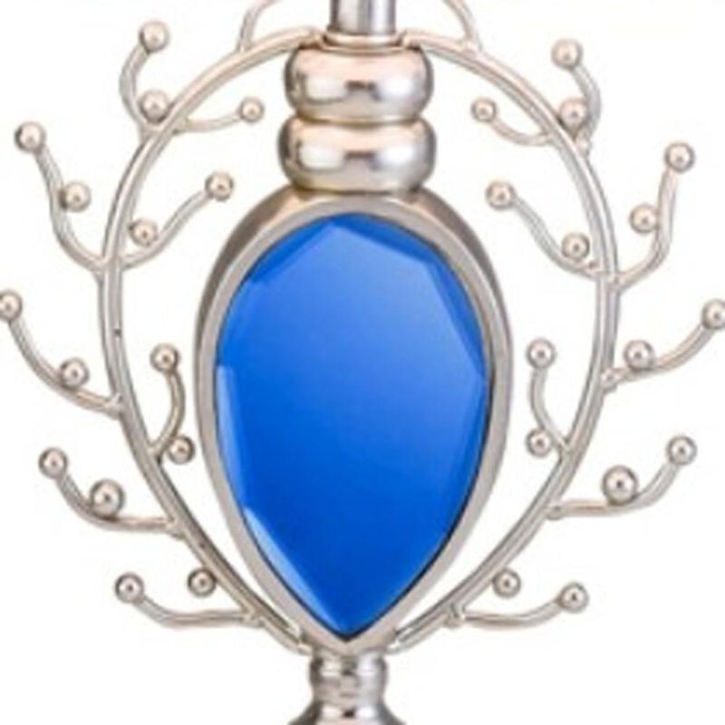 Hivvago Dazzling Faux Turquoise Pendent Silver Table Lamp