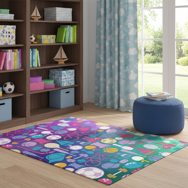 HomeRoots Sports Youthful Washable Area Rug
