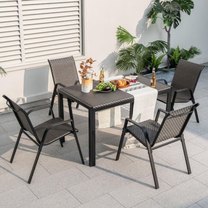 Hivvago 48 Inch Wicker Dining Table Patio Rectangular Rattan Table