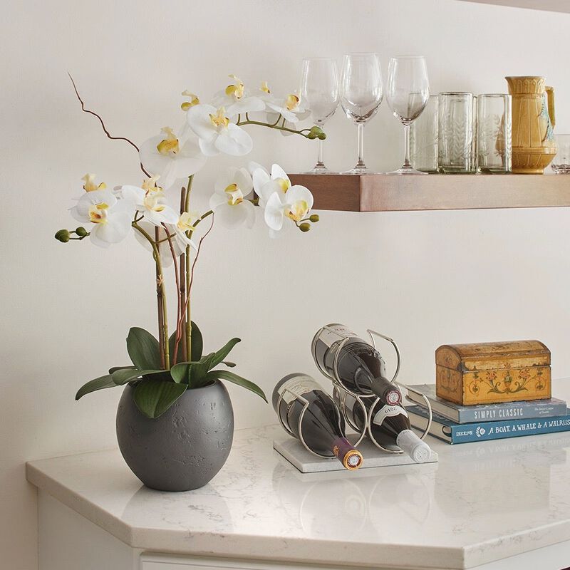 Artificial White Double Stem Orchid image number 8