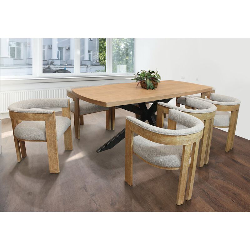Logan 82 Dining Table with 8 Trish Silver Arm Chairs