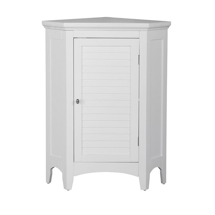 Teamson Home Glancy One Shutter Doors Wooden Corner Stand Floor Cabinet White