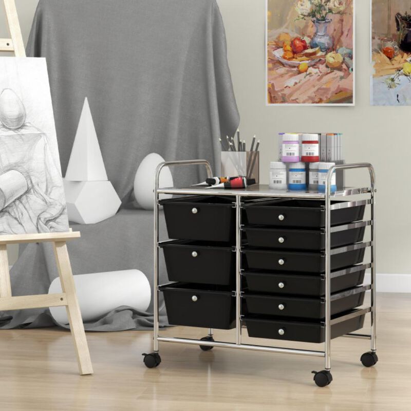 Hivvago 9-Drawer Rolling Storage Cart with Colorful Drawers and Metal Frame