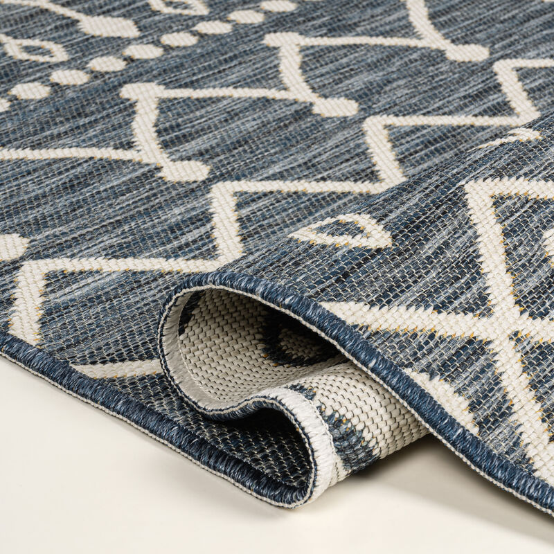 Geometric Moroccan Reversible Machine-Washable Indoor/Outdoor Area Rug