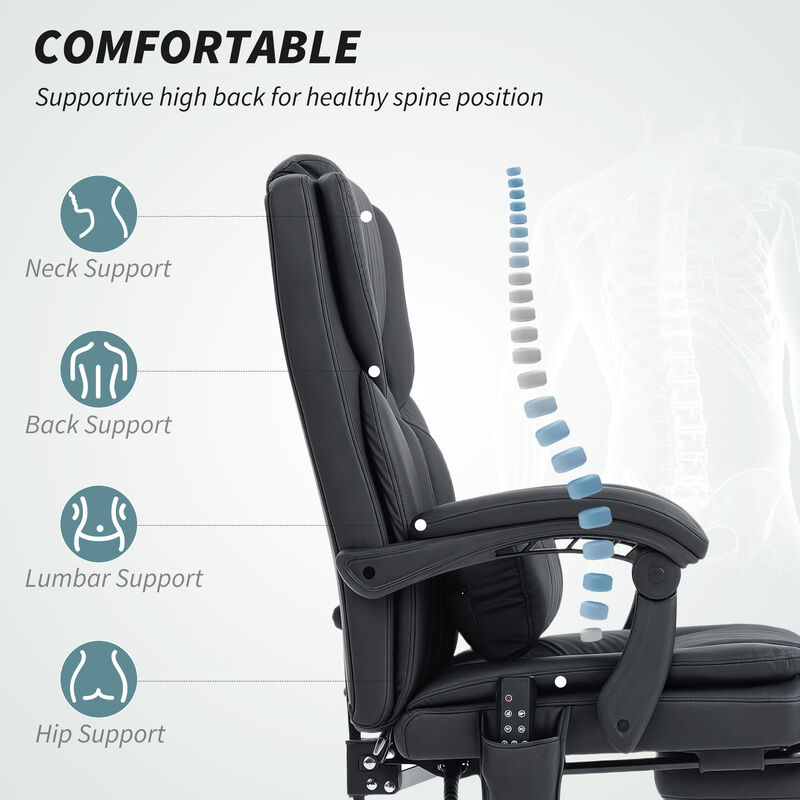 Hivvago Reclining Office Chair with Footrest and Massage Function image number 4
