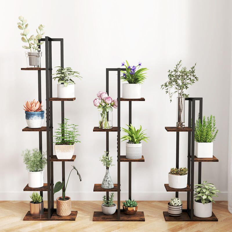3 Pieces Tall Wood Plant Stand Set 4, 5 and 6-Tier Indoor Flower Stands