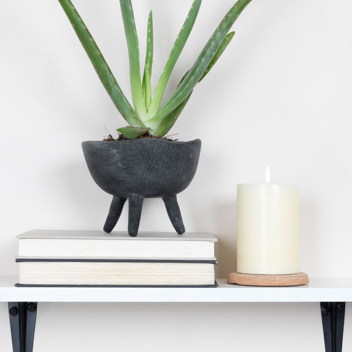 Boho Terracotta Footed Bowl, Slate Grey