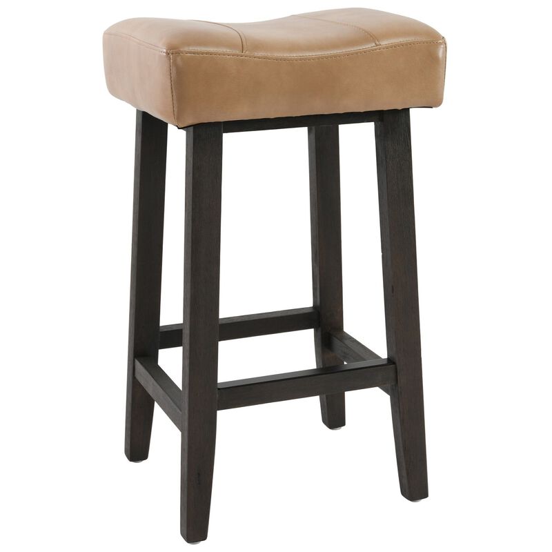 26 Inch Wooden Frame Leatherette Backless Counterstool, Beige