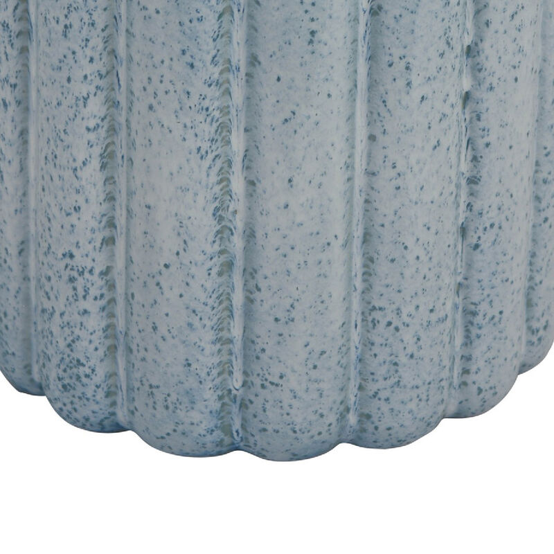 Scalloped Planter, Cylindrical Shape, Speckled Blue Ceramic 11 Inch image number 6