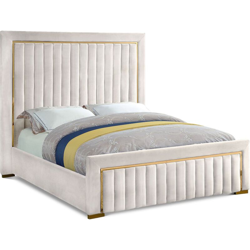 Meridian Furniture Dolce Cream Velvet King Bed