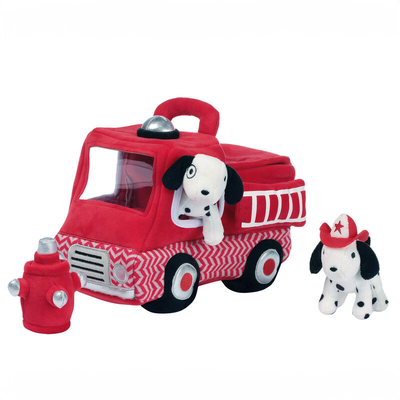Lambs & Ivy Fire Truck 5pc Developmental Plush Soft Toy Interactive Play Set