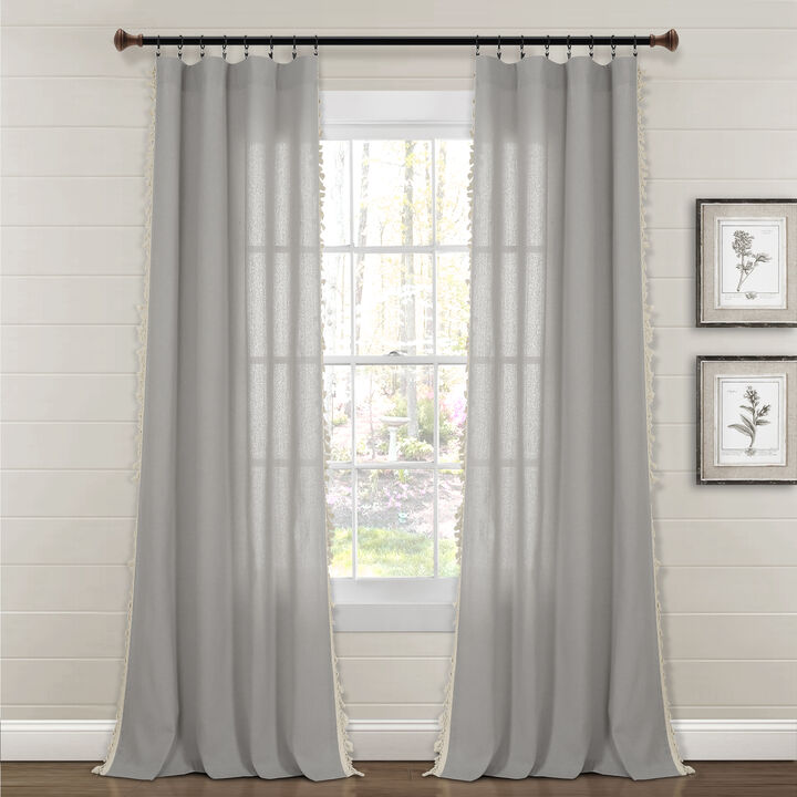 Linen Ruffle Window Curtain Panel