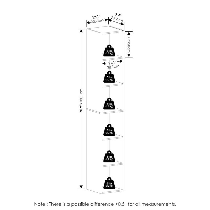 Luder 6-Tier Open Shelf Bookcase, White