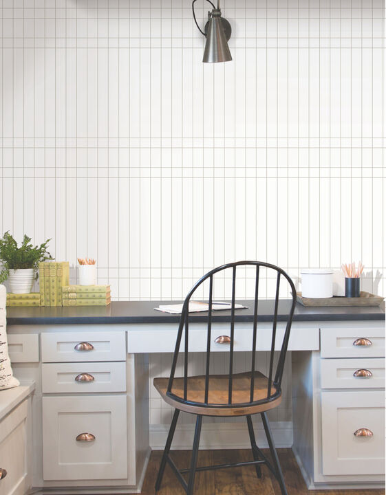 Linear Gridwork Linen on White Wallpaper