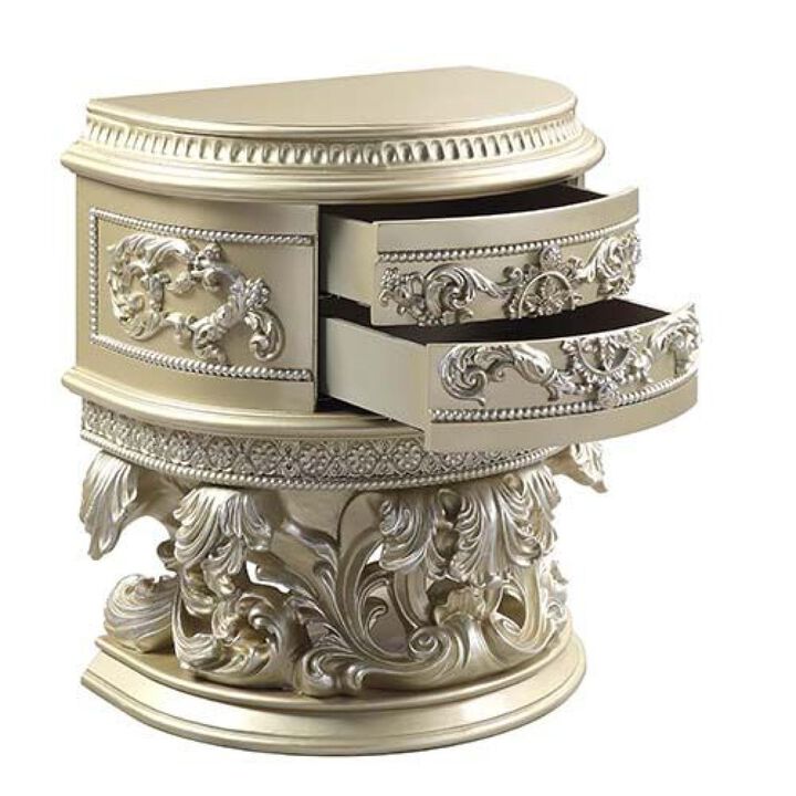 Vatican Nightstand, Champagne Silver Finish