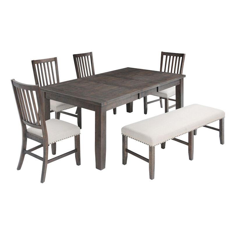 Jofran Willow Creek Rustic Distressed 78 Six-Piece Dining Set with Bench