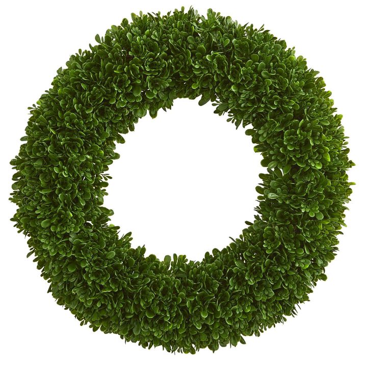 Nearly Natural 19.5-in Tea Leaf Wreath UV Resistant (Indoor / Outdoor)