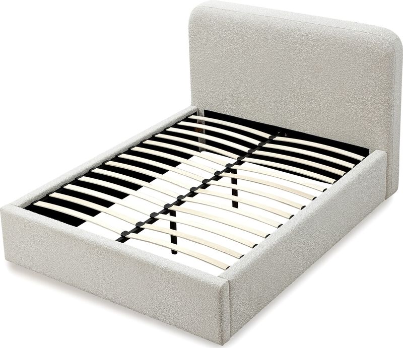 Off-White Queen-size Upholstered Platform Bed in Ricotta Boucle image number 5