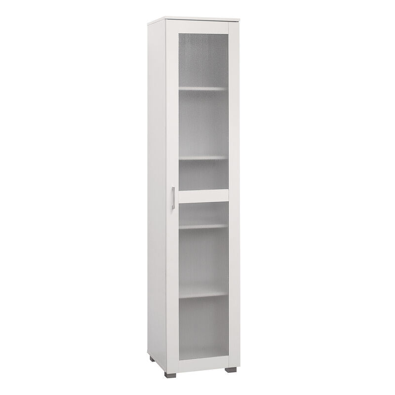 Kings Brand Furniture Romero Tall Curio Storage Cabinet - Tall Bookshelf Perfect for Living Room, Kitchen, Bedroom & Office - Storage Cabinet with 5 Storage Shelving & 1 Glass Door Display
