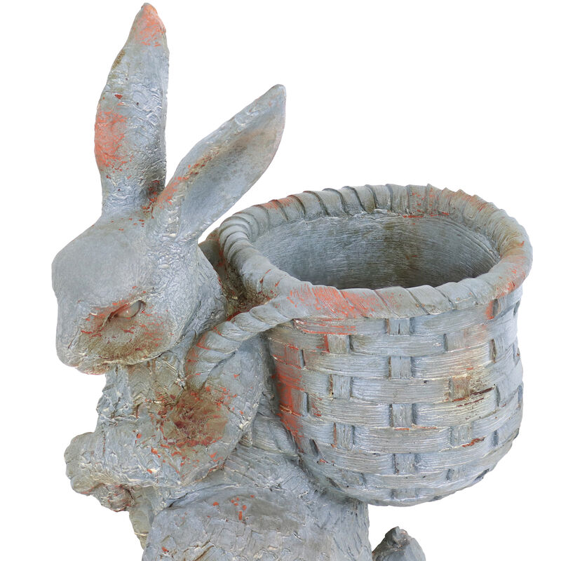 Sunnydaze Roman the Carrot Collector Indoor/Outdoor Rabbit Statue - 17 in image number 3