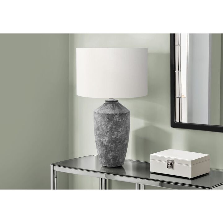 25"H, Table Lamp, Grey Concrete, Ivory / Cream Shade, Contemporary, Modern