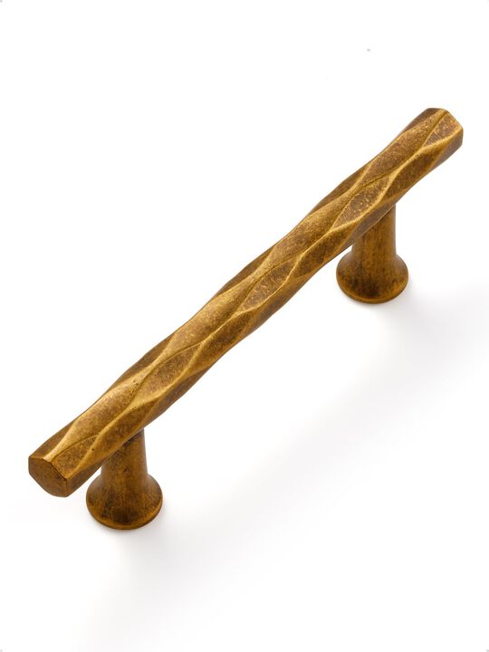 JIASENBAO Antique Brass Cabinet Pulls 3"" Hole Center 5 Pack Hammered Vintage Cabinet Handles Decorative Kitchen Drawer Dresser