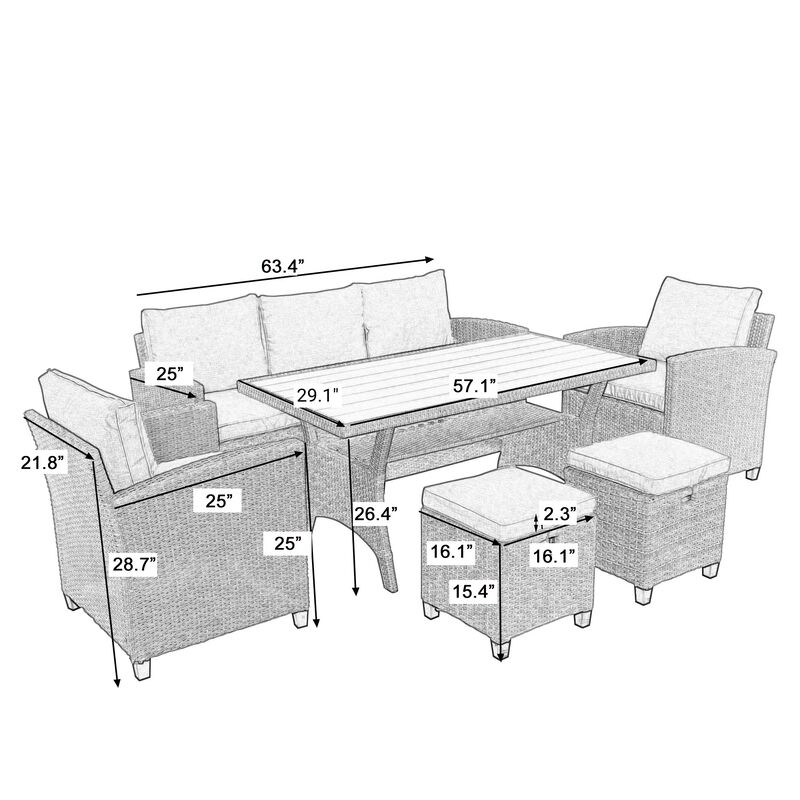 Merax Outdoor Patio Garden Backyard Sofa Chair Set