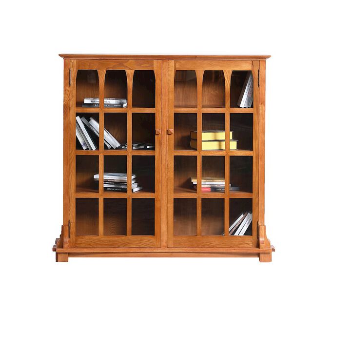 Crafters and Weavers Mission Solid Oak Double Door Bookcase
