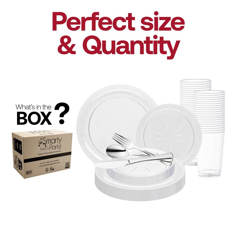 Clear Floral Round Plastic Wedding Value Set (30 Sets) image number 3