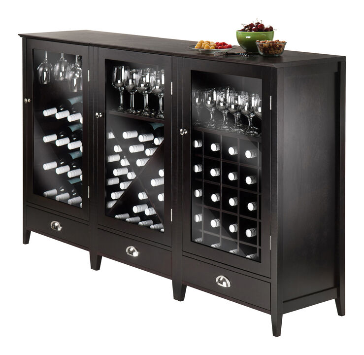 Bordeaux 3-Pc Modular Wine Cabinet Set, Espresso