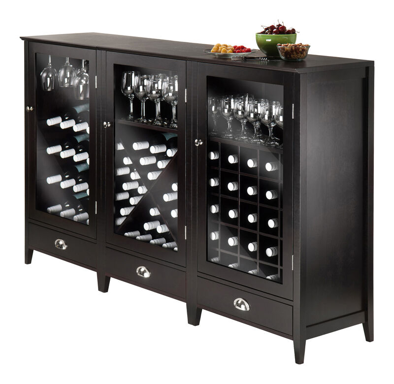Bordeaux 3-Pc Modular Wine Cabinet Set, Espresso