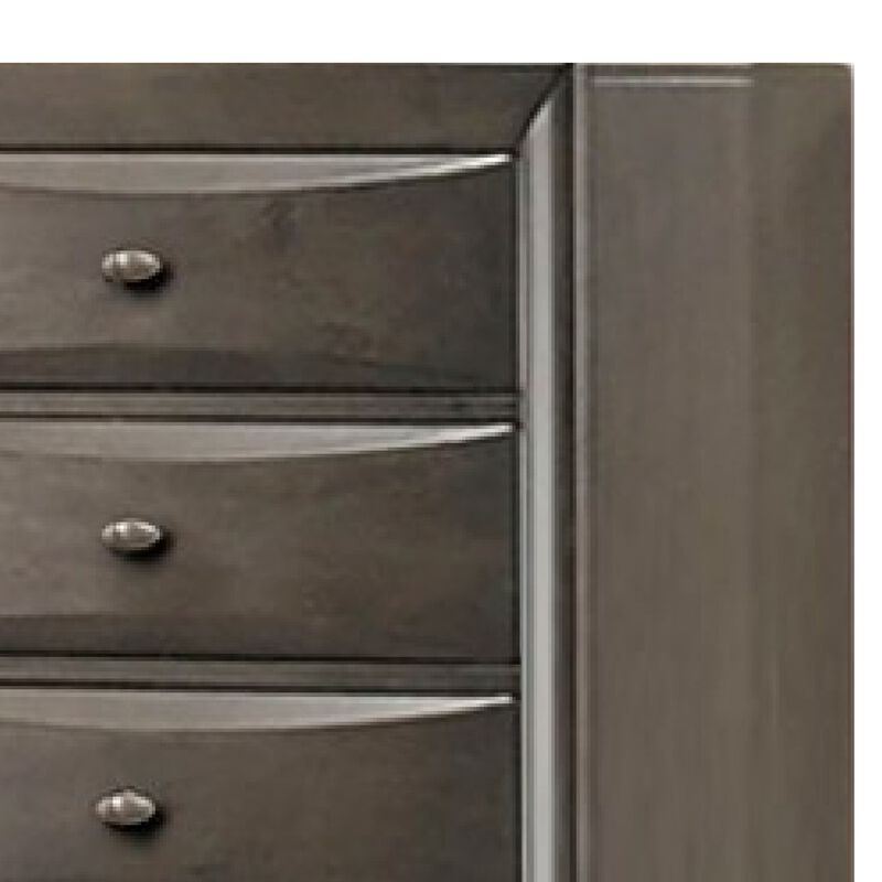 Simo Tall Dresser Chest, 5 Drawers, Chrome Handles, Modern Dark Gray