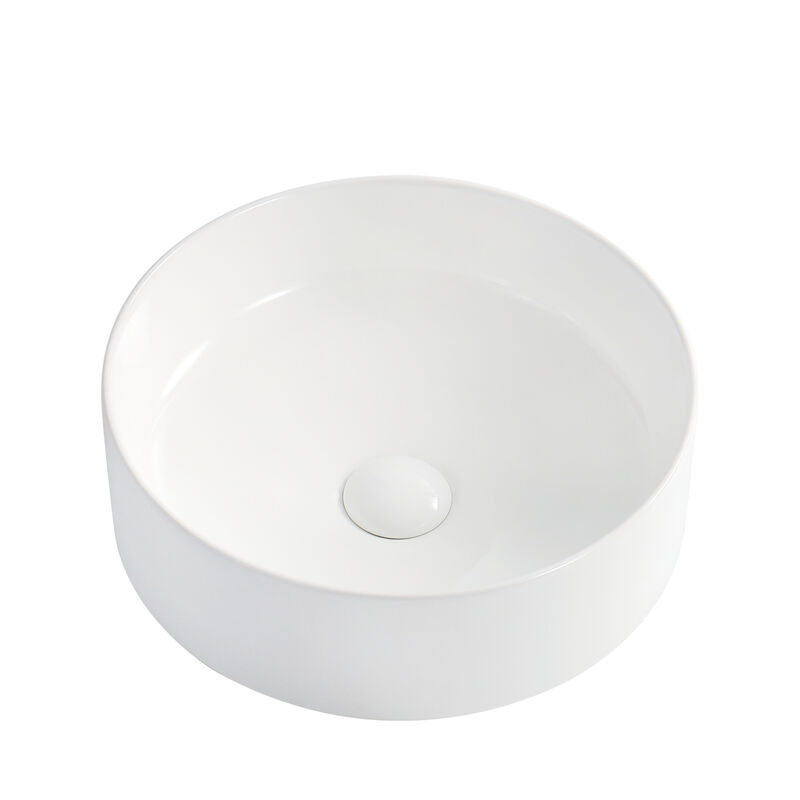 Round Ceramic Vessel Sink, Smooth Glazed Countertop Vanity Art Basin image number 0