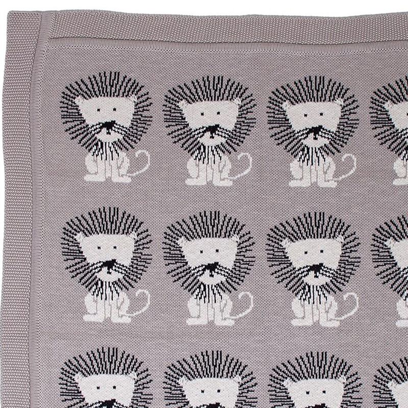 HomeRoots Grey Lots Of Lions Woven Knitted Baby Blanket image number 3