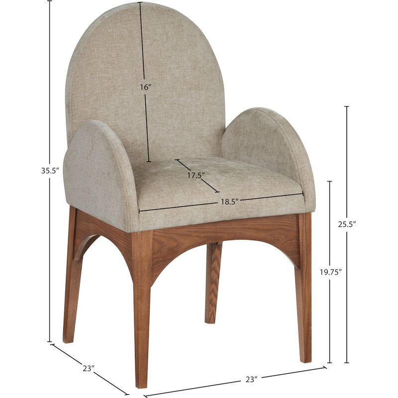 Meridian Furniture Waldorf Beige Chenille Fabric Dining Chair