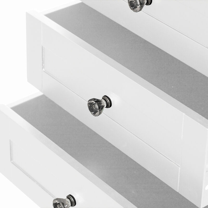 Tall Freestanding Storage Organizer Linen Tower, Vanity Closet, Bathroom Cabinet with 2 Open shelves, 3 Drawers, and a Closet, Black