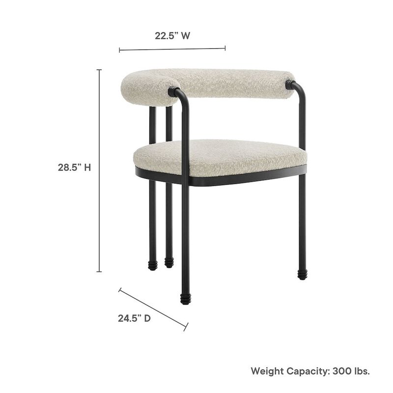 Turin Curved Back Boucle and Metal Dining Accent Chair image number 2