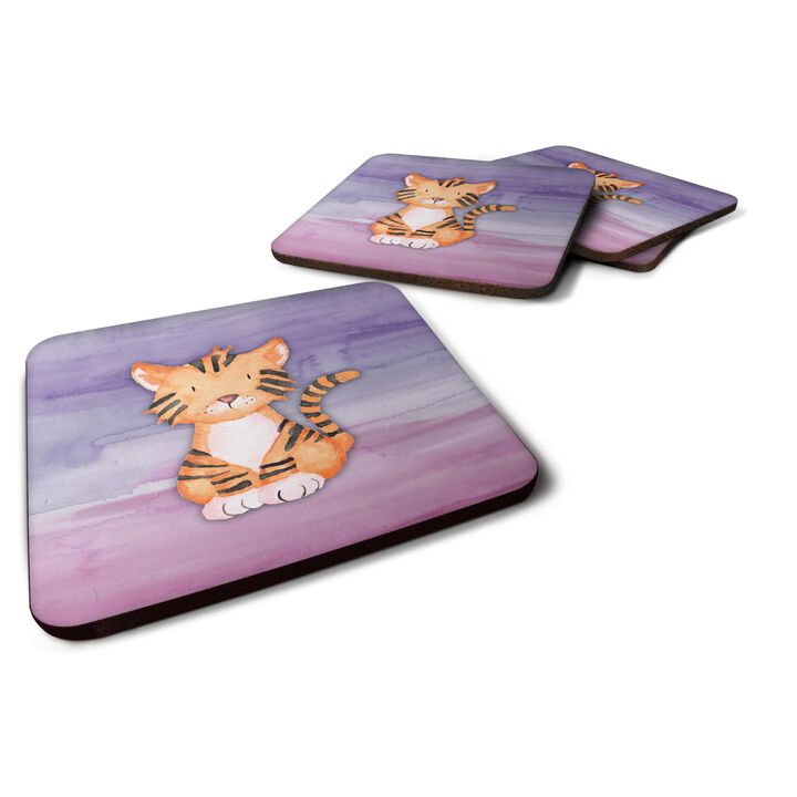 Caroline's Treasures Tiger Cub Watercolor Decorative coasters, 3.5, Multicolor