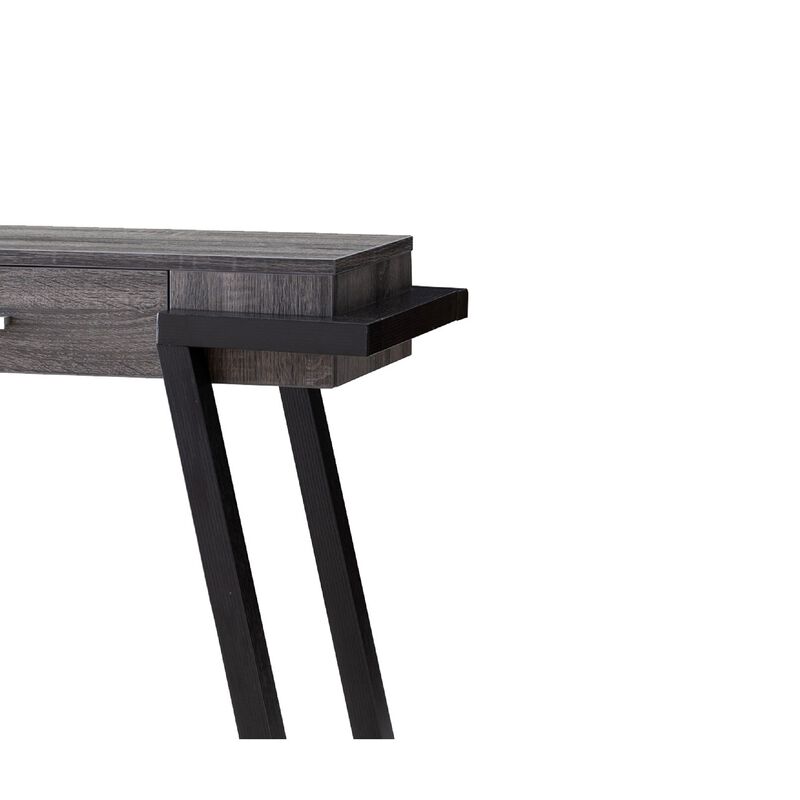 Wooden Console Table with Angled Leg Support and Drawer,Black and Gray