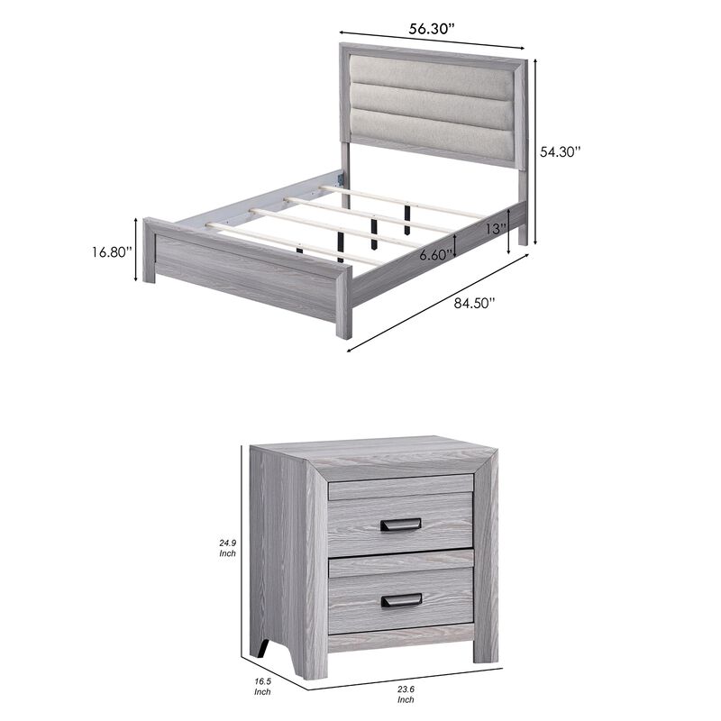 Bedroom Set, Wood, 2 Piece Set with Nightstand image number 4