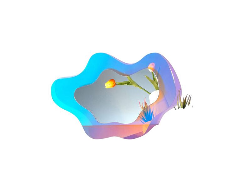 Cloud-Style Irregular Rainbow Mirror &ndash; 15.5x10.5&rdquo; Wavy Acrylic Decor