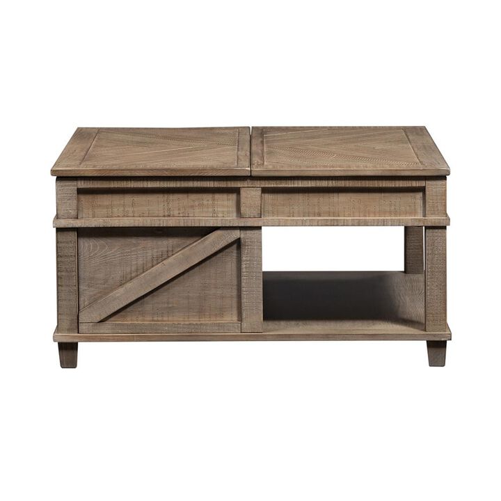 Liberty Furniture Parkland Falls Square Lift Top Cocktail Table in Weathered Taupe